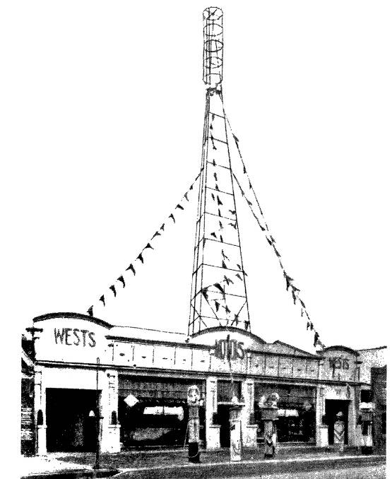 Landmark: West's Motor Garage, in Kiewa Street, certainly stood out with its 60ft (18-metre) tower which was erected in 1937. 