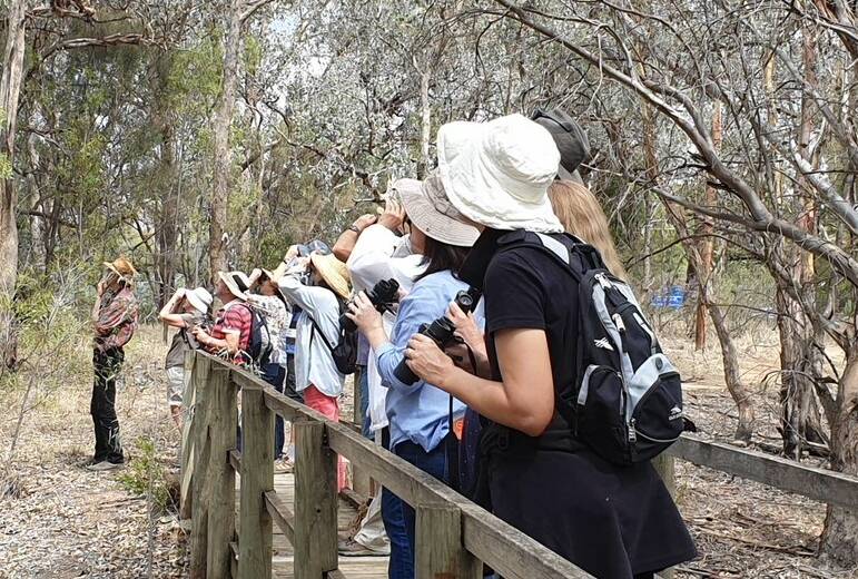INTEREST: Dr Dave Watson conducts a BirdLife Australia bird watching workshop at Wirraminna in February. Volunteers are needed for a new southern NSW project.