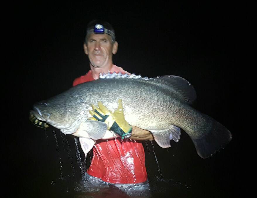 YOU BEAUTY: Tony Doughty pulled in this monster 108cm specimen while using good old cheese during a spot of night fishing up at Blowering Dam.