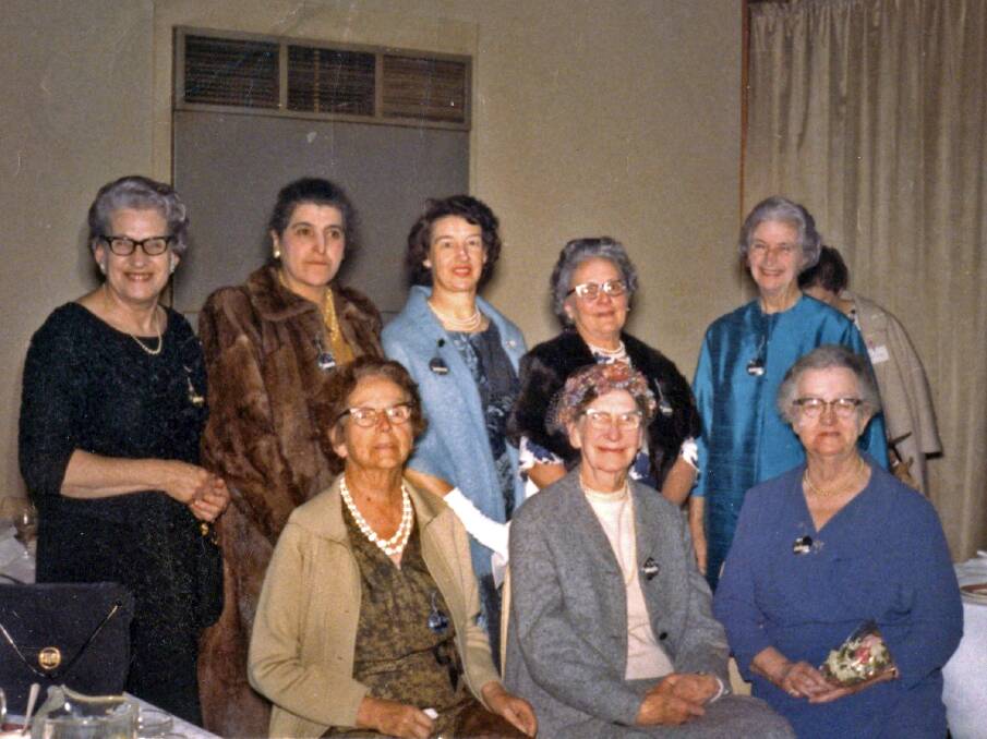 UNITED: Doris Watkin, Thelma Abikhair, Marion Chambers, Madge Cuthbert, F.G. Huey; (front) Lilian Boyes, Letitia Costello, Vera Chubb.
