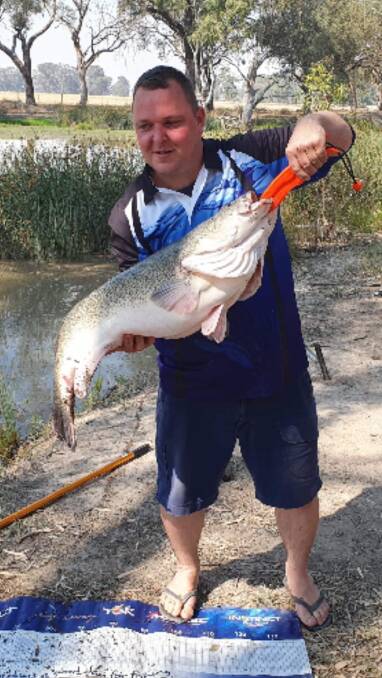 SENSATIONAL: Scott Ray nabbed this great-looking Murray cod while fishing with his family near Nathalia in Victoria. It measured in at 96 centimetres.