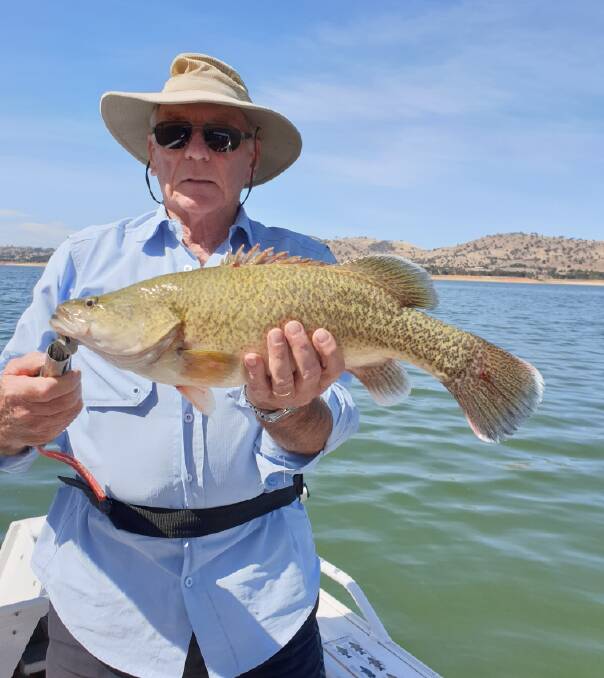 SENSATIONAL: Bart Craig with a 54cm Murray cod he caught on the troll on Lake Hume. Hume has been pretty tough lately but there are signs that it is on the improve.
