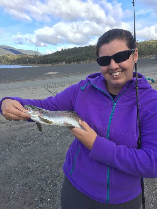 SUCCESS: Kylie Burt shows off a rainbow trout she caught out at Dartmouth. Don't forget you can send your pictures in to 0475 947 279 or 0475 953 605.
