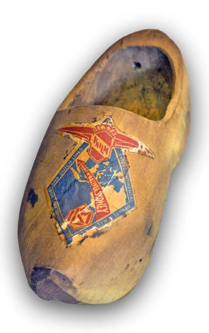 SOUVENIR: A mini clog with the KNILM logo remains part of the Albury Collection.