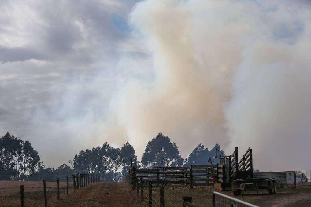 ON ALERT: Fires burned around Elingamite in the Western District, part of a week of extreme weather events across the country. Picture: Morgan Hancock