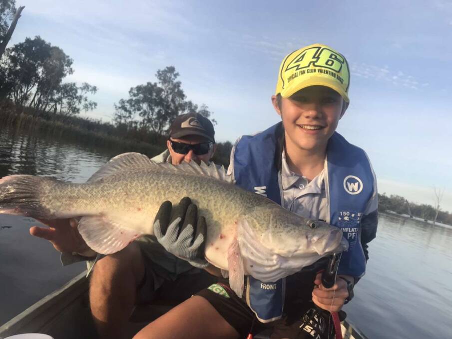 YOU BEAUTY: Brodie Eyers, 12, caught a personal best 68cm Murray cod at Lake Mulwala. Remember to send your pictures, along with a few details, to 0475 947 279.