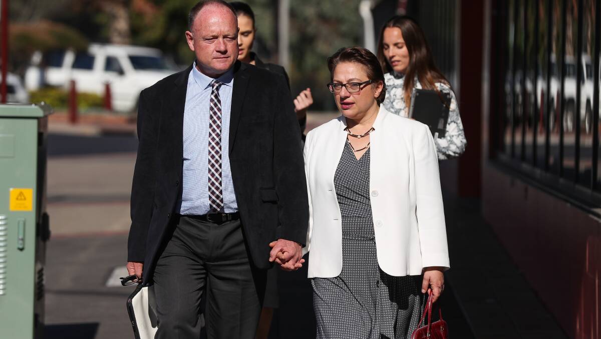 Sophie Mirabella and husband Greg front up for their defamation case against the Benalla Ensign newspaper. Picture: MARK JESSER