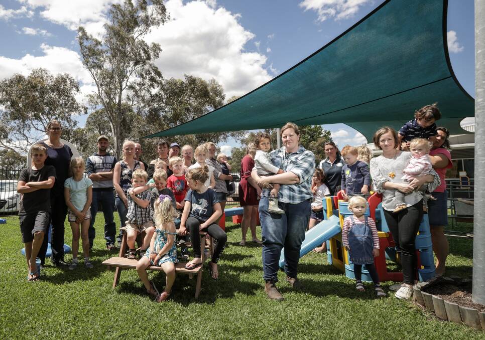 PREPARE FOR BATTLE: Mitta parents aren't giving up without a fight to keep its childcare centre at Magorra Park open. Picture: JAMES WILTSHIRE