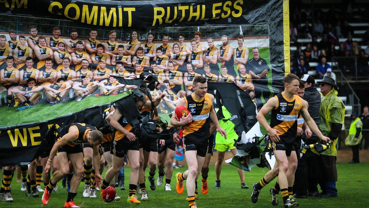 IN A LEAGUE OF THEIR OWN: Albury Tigers won a sixth flag in eight seasons on Sunday with a 40-point victory over Lavington. Picture: JAMES WILTSHIRE