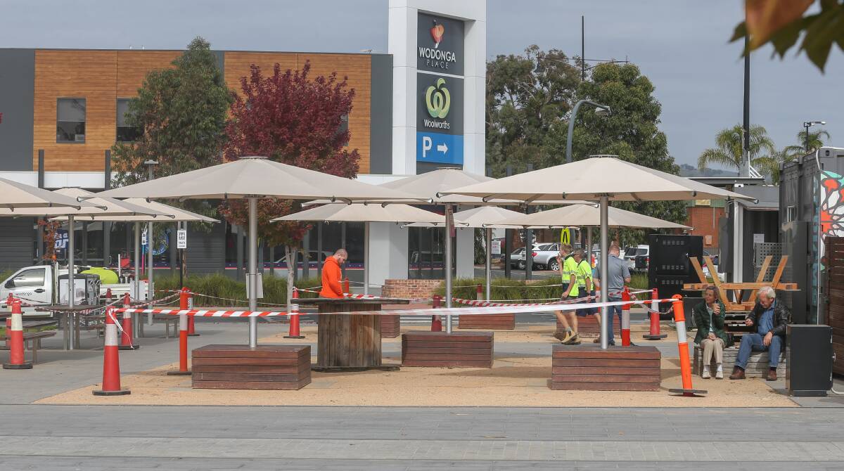 Seating areas in Junction Square were roped off early on Thursday. Picture: TARA TREWHELLA