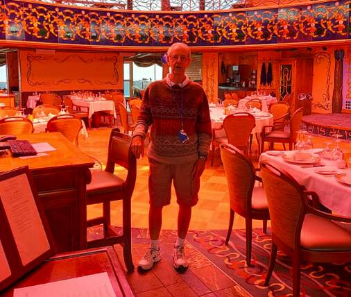 Brian Chalmers aboard the Carnival Spirit cruise ship this month.