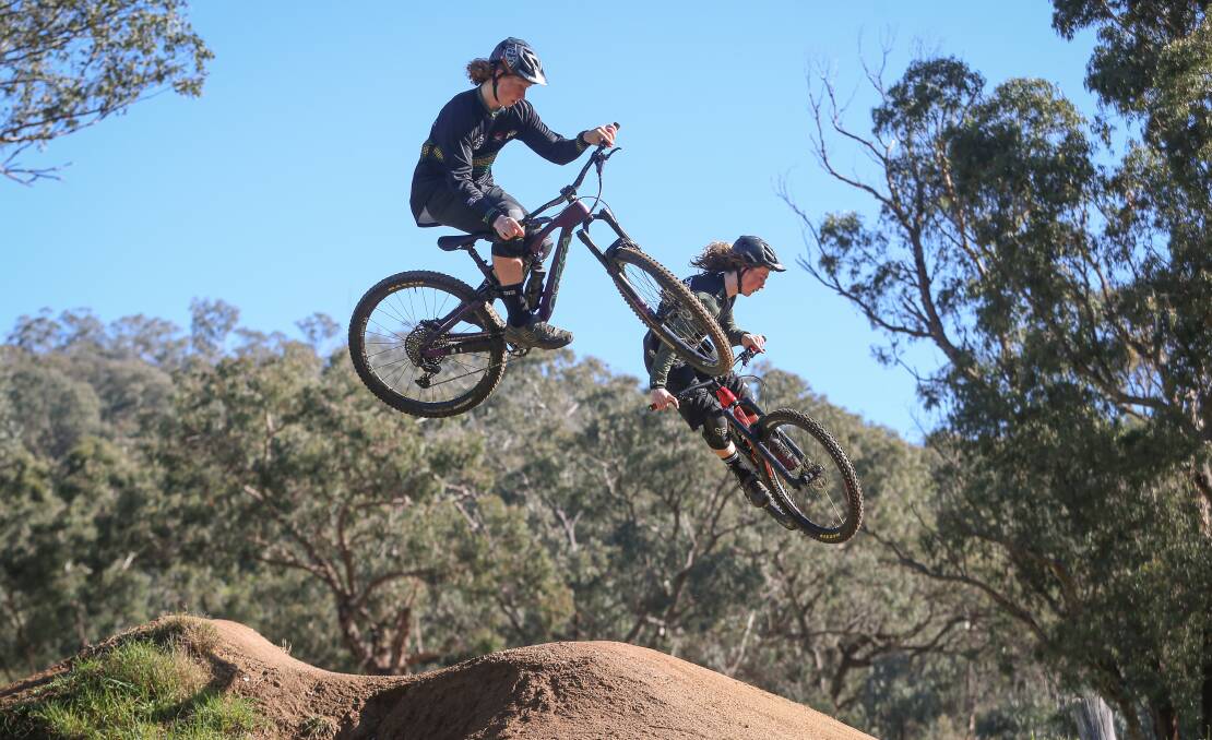 BOOM SPORT: Mountain bike riding is a fast-growing sport, but its participants including Ryan and Paddy Lalor are lobbying Wodonga Council for better infrastructure on Hunchback Hill. Picture: JAMES WILTSHIRE