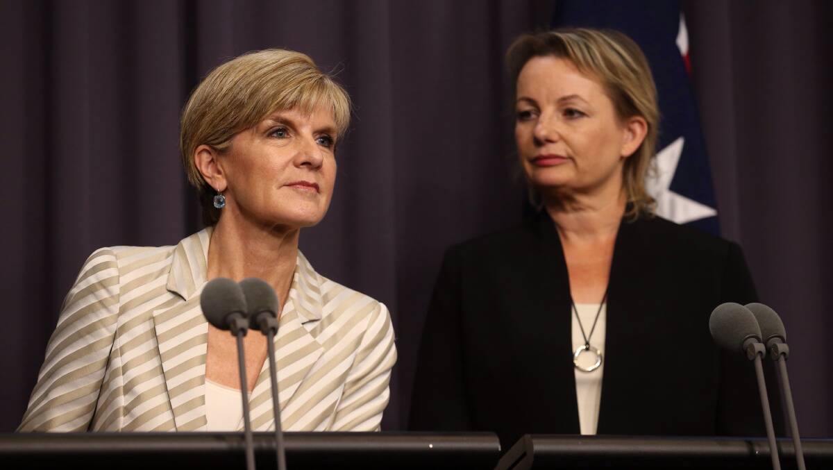 IN THE MINORITY: Liberals Julie Bishop and Sussan Ley are among only 12 Coalition female MPs presently in the House of Representatives.
