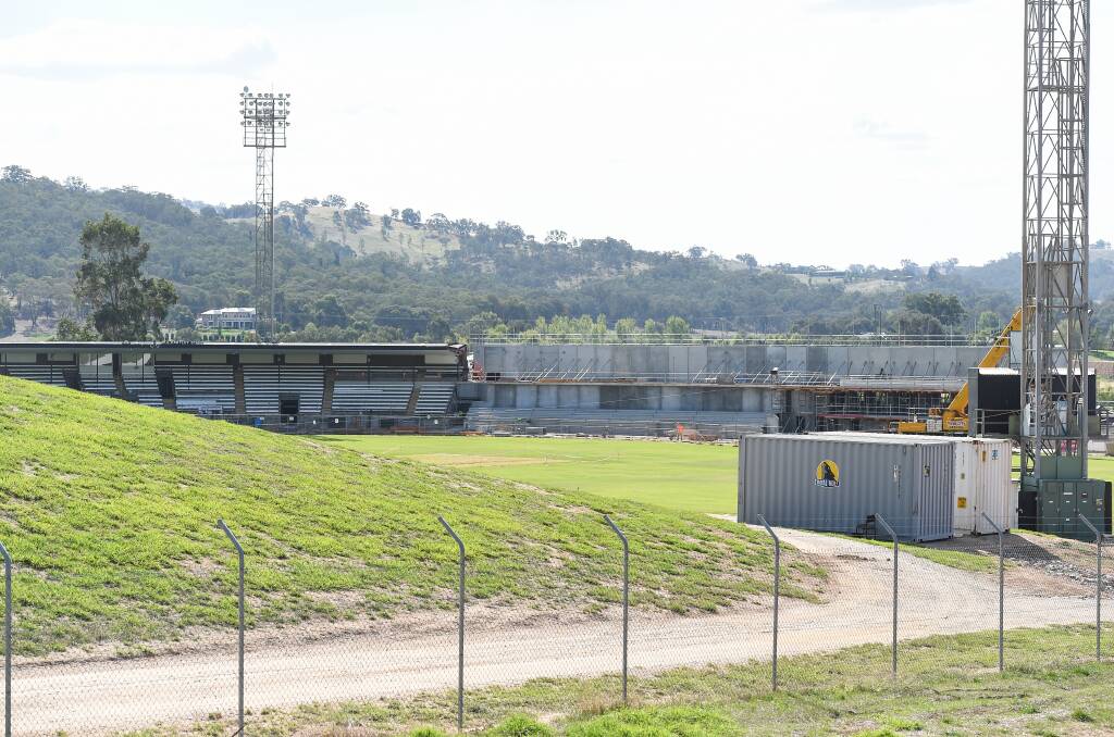 TAKING SHAPE: The Lavington Sportsground redevelopment being carried out by Hansen Yuncken has not slowed due to coronavirus outbreak. Picture: MARK JESSER