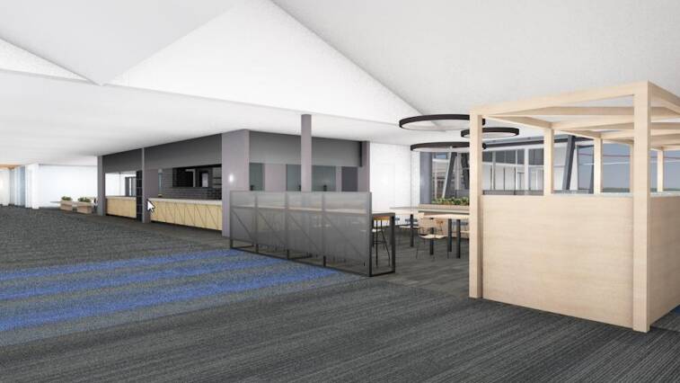An artist impression of cafe and bar to be built as part of Albury Airport terminal upgrade