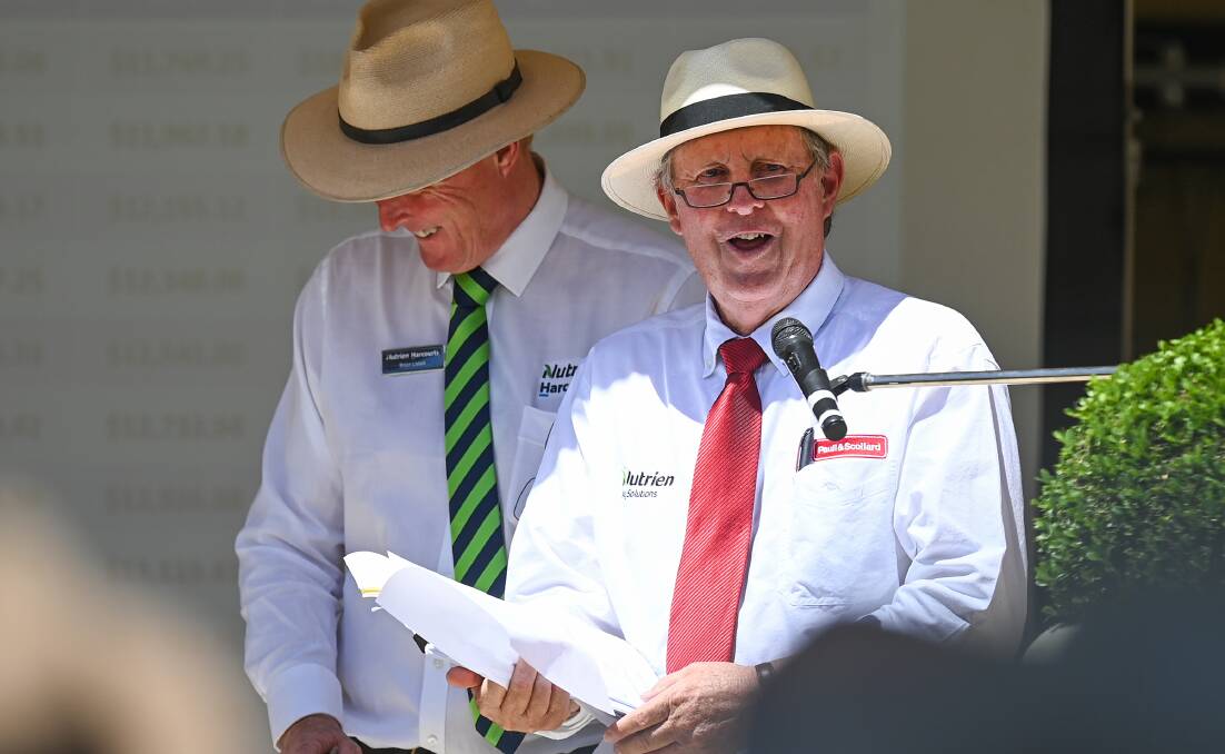 AUCTION SUCCESS: Paul & Scollard-Nutrien auctioneers Brian Liston, left, and Mike Scollard sold Culbara and Arthurs for the Trethowan Estate. Picture: MARK JESSER