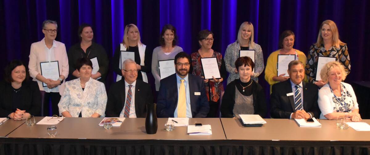 Albury Wodonga Health board members and recipients of board commendations at the health service's annual meeting on Thursday night.
