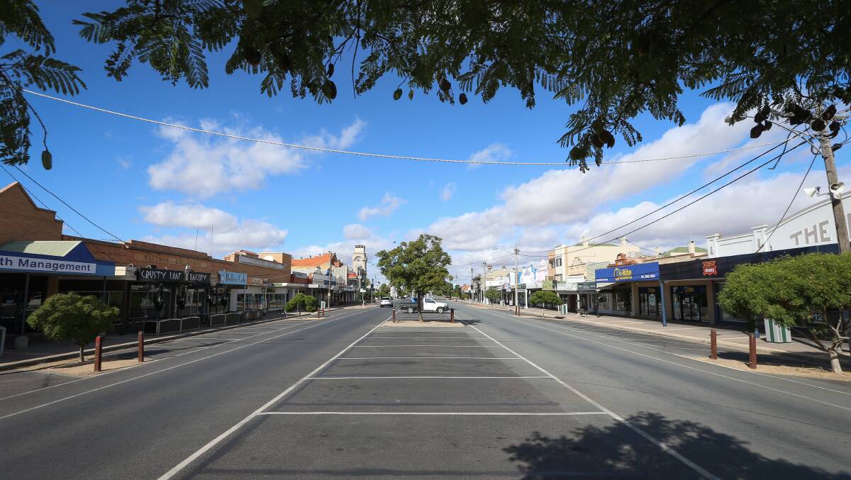 DESERTED: Easter Sunday in Yarrawonga's Belmore Street. Pictures: JAMES WILTSHIRE