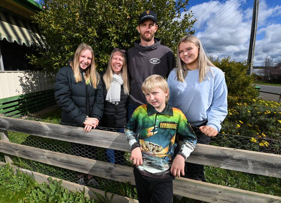 Sidelined Rivalea employee Josh Gale with his family, Montana, 13, wife Melina, Jaxon, 8, and Mikhaila, 16. Mr Gale has been off work for nearly a fortnight. Picture: MARK JESSER