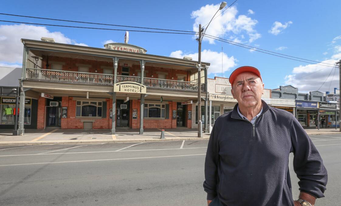 CLOSED: Terminus Hotel owner John Dow outside the pub which has been forced to close due to COVID-19.