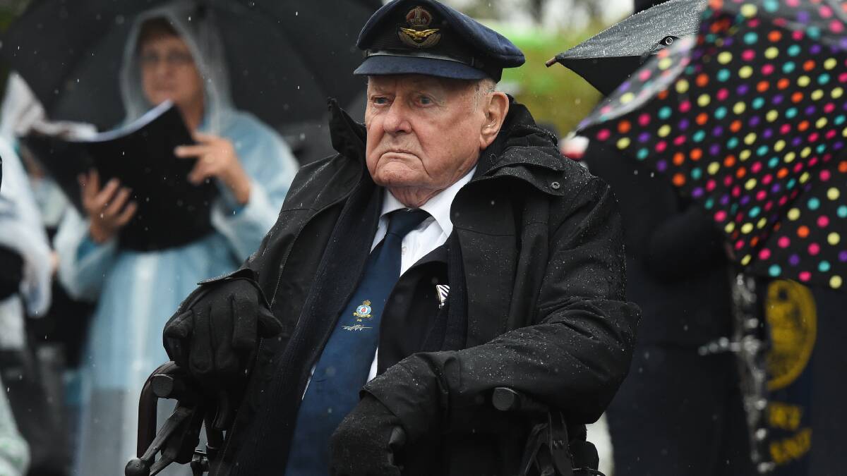 LEGENDARY FIGURE: Bomber Command hero Edgar Pickles at the 2017 Anzac Day parade in Albury. Picture: MARK JESSER