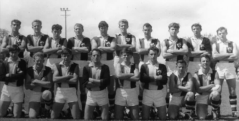The 1966 Myrtleford Saints reserves premiership team including Sam Kekovich, bottom row, third from left.