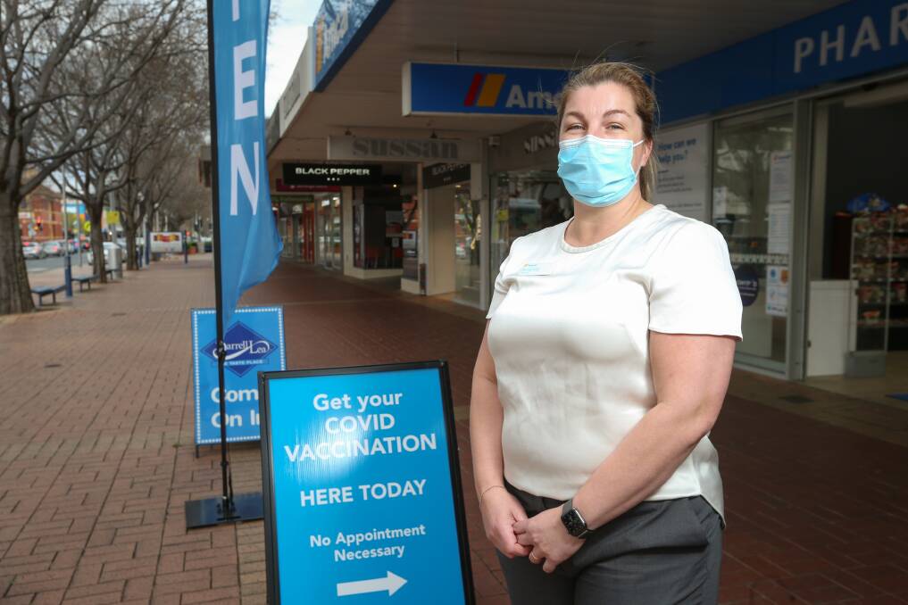 GLOOM BUSTER: Albury pharmacist Amanda Ward is supportive of a rapid antigen test trial in the city floated by Sussan Ley. Picture: JAMES WILTSHIRE