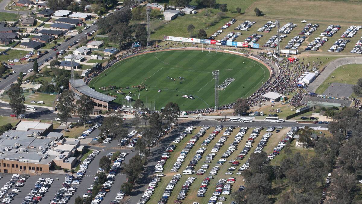 Parking around Lavington Oval is traditionally at a premium on Ovens and Murray grand final day.