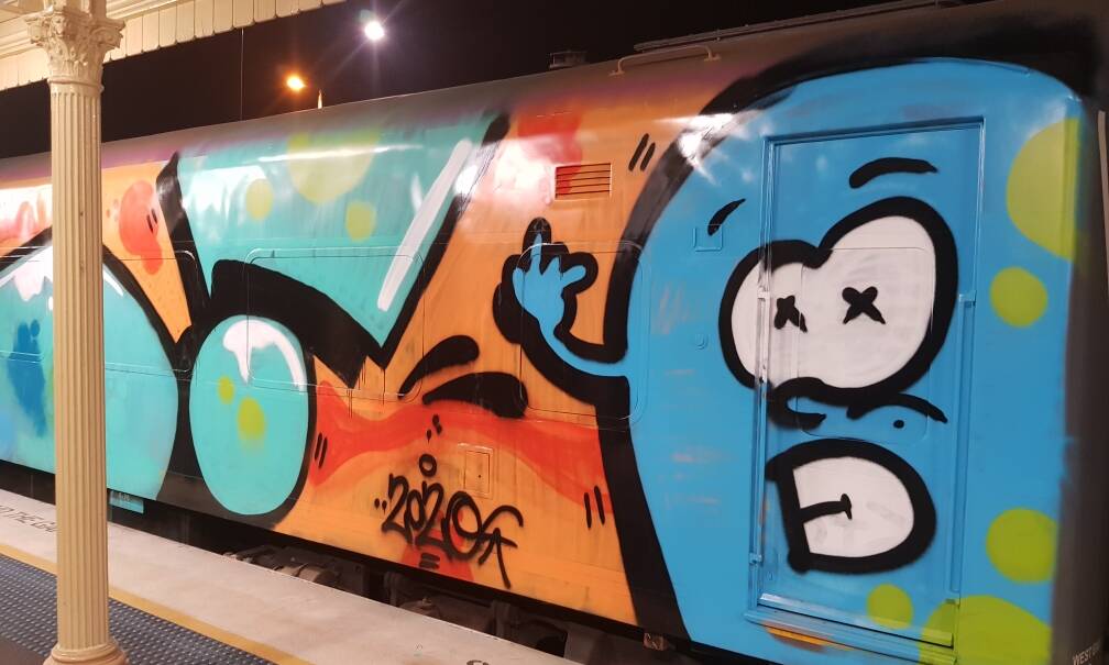 MURAL MADNESS: Graffiti artists have struck again at Albury railway station.
