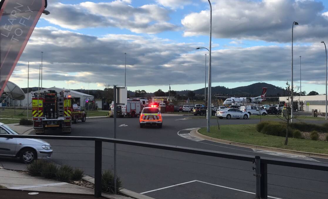 The scene at Albury Airport late on Tuesday afternoon.