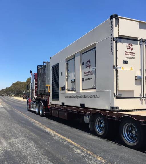 HELP ON ITS WAY: The generators on the way to Omeo from Bright via Mount Hotham on Sunday.
