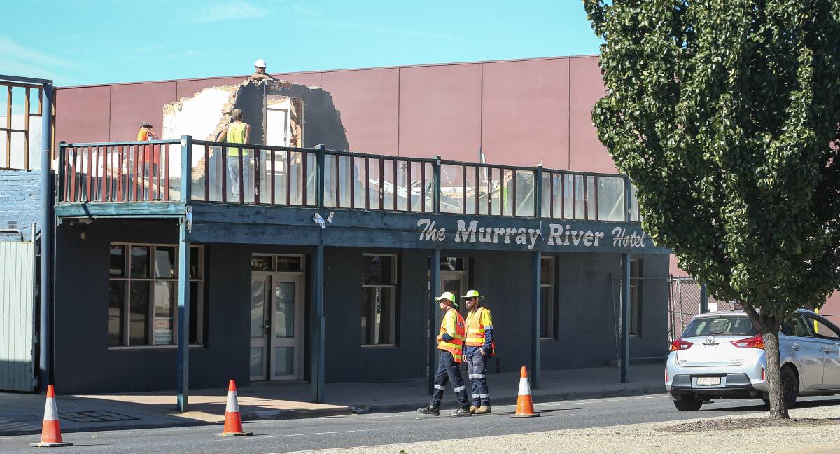 COMING DOWN: Wodonga's oldest pub, the former Murray River Hotel, is being demolished. A plan to demolish the pub and build a four-level apartments building on the site was revealed in January. Picture: JAMES WILTSHIRE