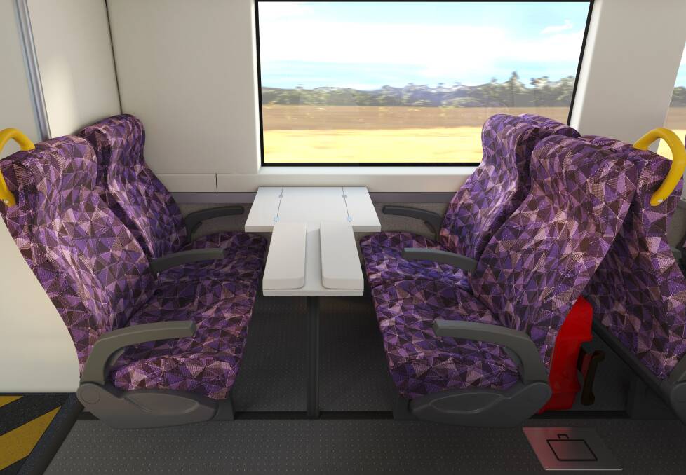 TABLE OPTION: North-East travellers will have access to tables inside the VLocity trains when they hit the tracks late next year. Final designs have been released by the Victorian Government.