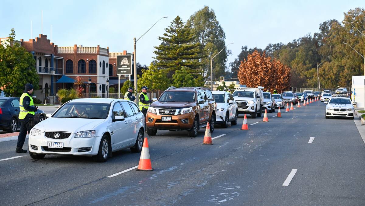 TRAFFIC CHAOS: Albury-Wodonga motorists experienced costly delays on day one of border closures. Picture: MARK JESSER