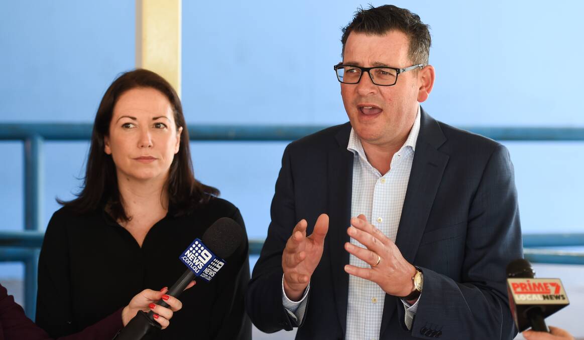 ALL ABOARD: Victorian Premier Daniel Andrews and regional development minister Jaclyn Symes have locked in backing for Albury-Wodonga regional deal. Picture: MARK JESSER