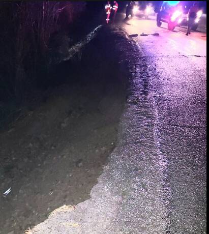 CALL OUT: Corryong SES unit members attended to a badly damaged section of the Benambra-Corryong Road on Thursday night.