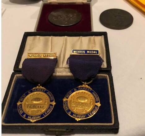 MEDAL MEMORIES: Myrtleford is in possession of the two Morris medals won by Jim Deane in 1958 and 1961.