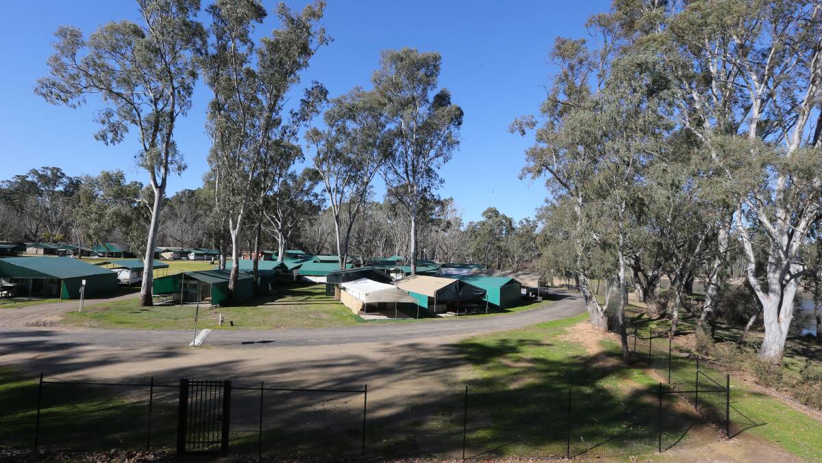 Corowa's Ball Park caravan park on the banks of the Murray River.