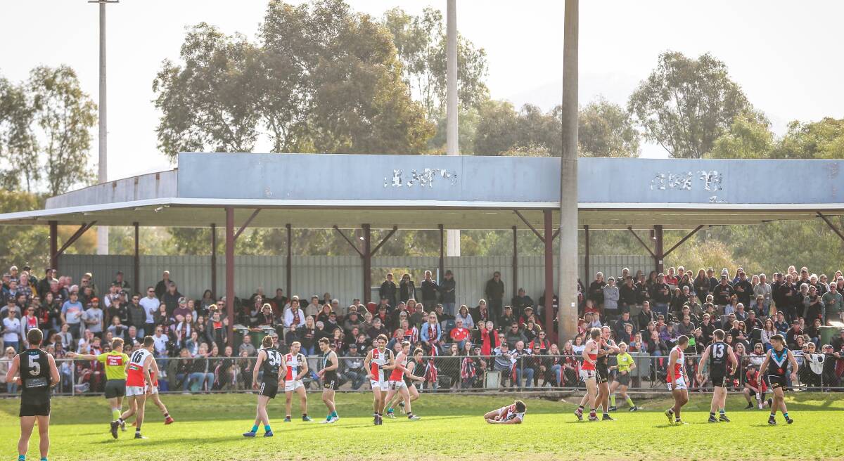 PACKED HOUSE: An official crowd of 3240 fans watched Lavington defeat Myrtleford by 21 points in the preliminary final at John Flower Oval. Picture: JAMES WILTSHIRE
