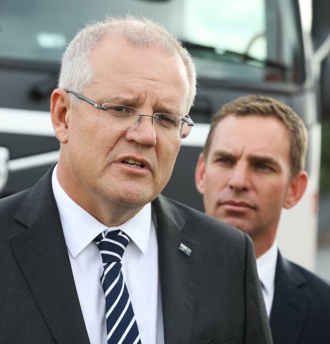 FLASHBACK: Prime Minister Scott Morrison and Liberal Indi candidate announce funding for McKoy Street intersection upgrade in the 2019 election campaign. Picture: MARK JESSER