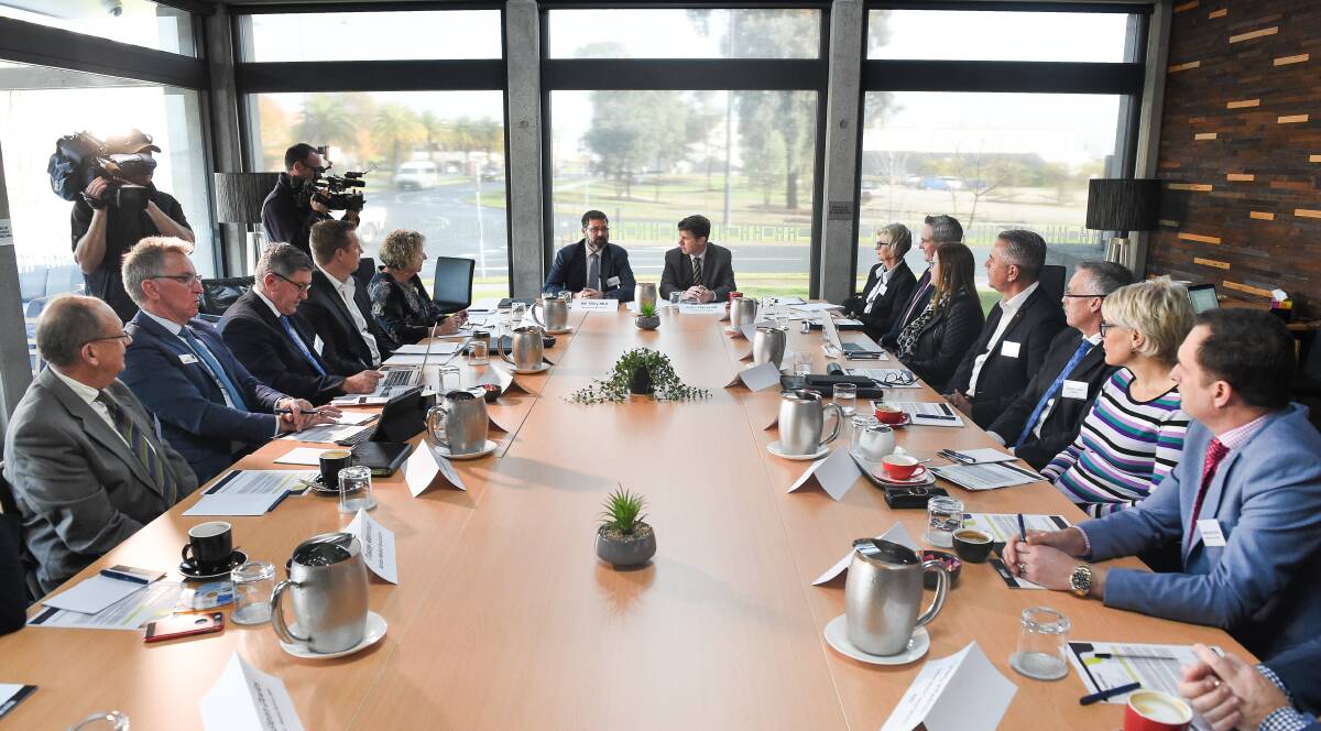 HIGH LEVEL TALKS: Member for Albury Justin Clancy and member for Benambra Bill Tilley hosted the health round table. Picture: MARK JESSER