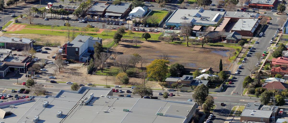 The former Stanley Street pool and Richardson Park sites in central Wodonga.