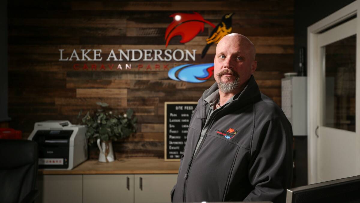 FEARING THE WORST: Lake Anderson caravan park's Ty Bates says the statewide COVID lockdowns are killing regional businesses. Picture: JAMES WILTSHIRE