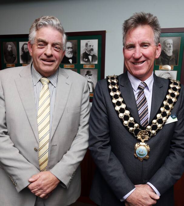 SPARRING PARTNERS: Albury mayor Henk van de Ven, left, will face a challenge for the position from Cr Kevin Mack next Monday. The vote is shaping to be very tight.