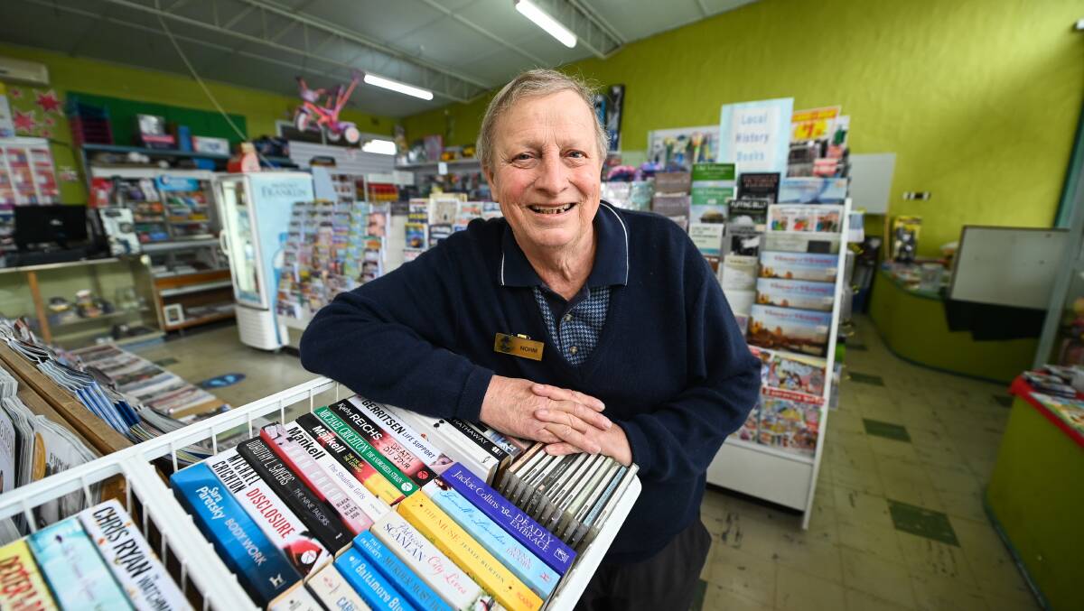 Tallangatta newsagent Norm Crisp. His town remains outside the border bubble after changes were announced on Thursday. Picture: MARK JESSER