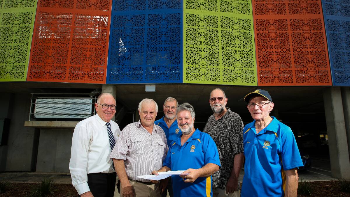 WELCOME BACK: Rotary members, from left, Peter Drummond, Clark Potter, Graeme Sayer, Trevor Pearce, Rob Stocker and Bruce Key. 