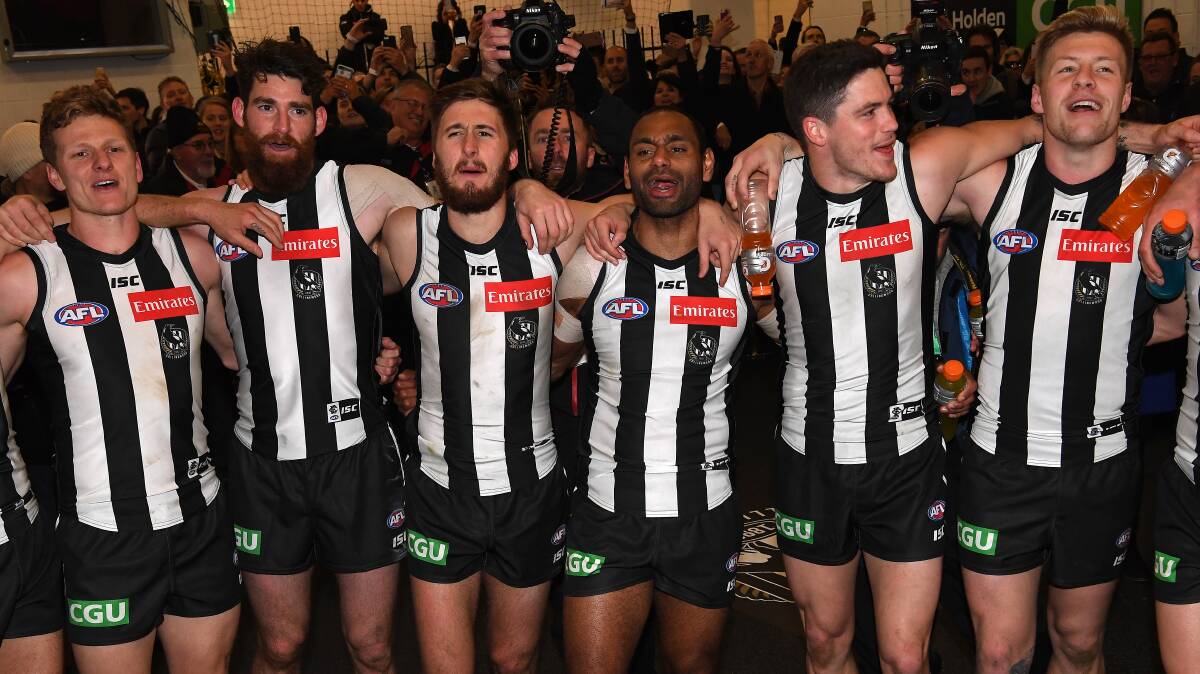 SIDE-BY-SIDE: Jack Crisp, second from right, has had plenty to celebrate alongside close mate Travis Varcoe this year. Picture: FAIRFAX