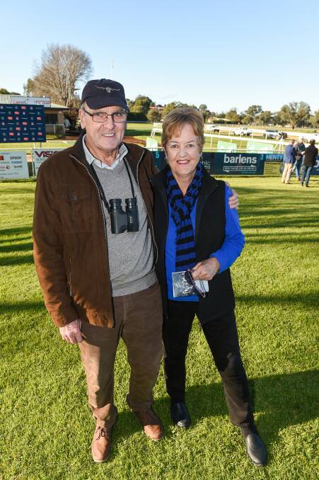 BACK ON TRACK: David and Glenice Blake were part of a small crowd which was given the green light to return to Albury races yesterday. Picture: MARK JESSER