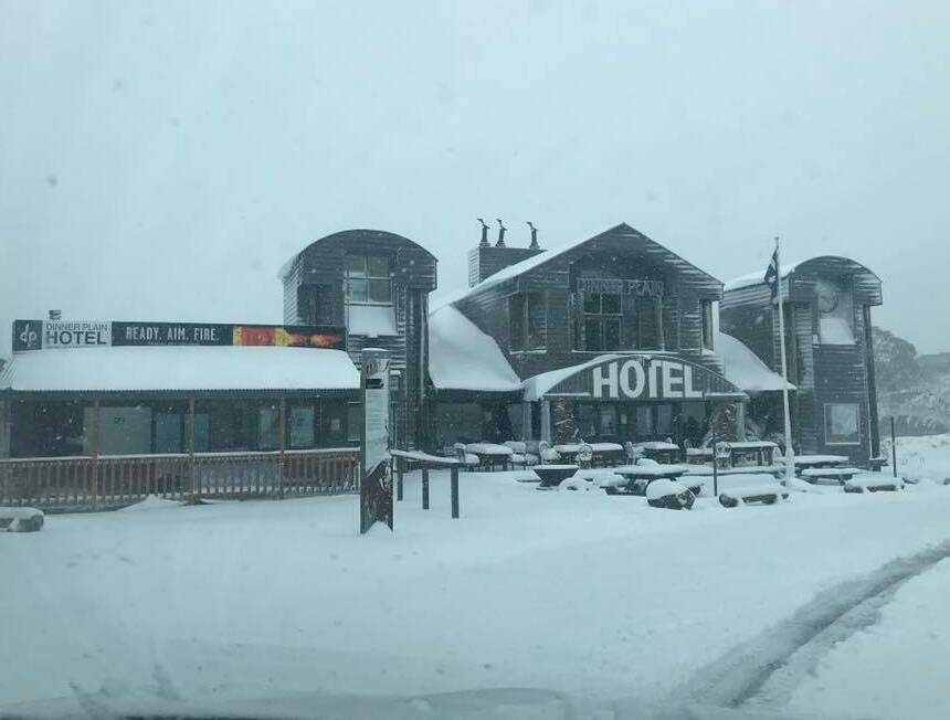 More than 30cm of snow has already fallen at Dinner Plain. Picture: Dinner Plain Hotel Facebook page
