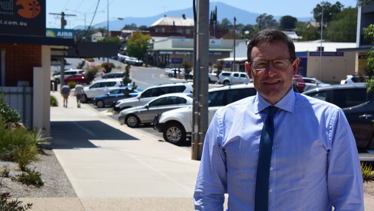 PICKING UP PIECES: Towong Shire mayor David Wortmann in Corryong where councillors stepped up the recovery phase of the recent bushfires in the Upper Murray.